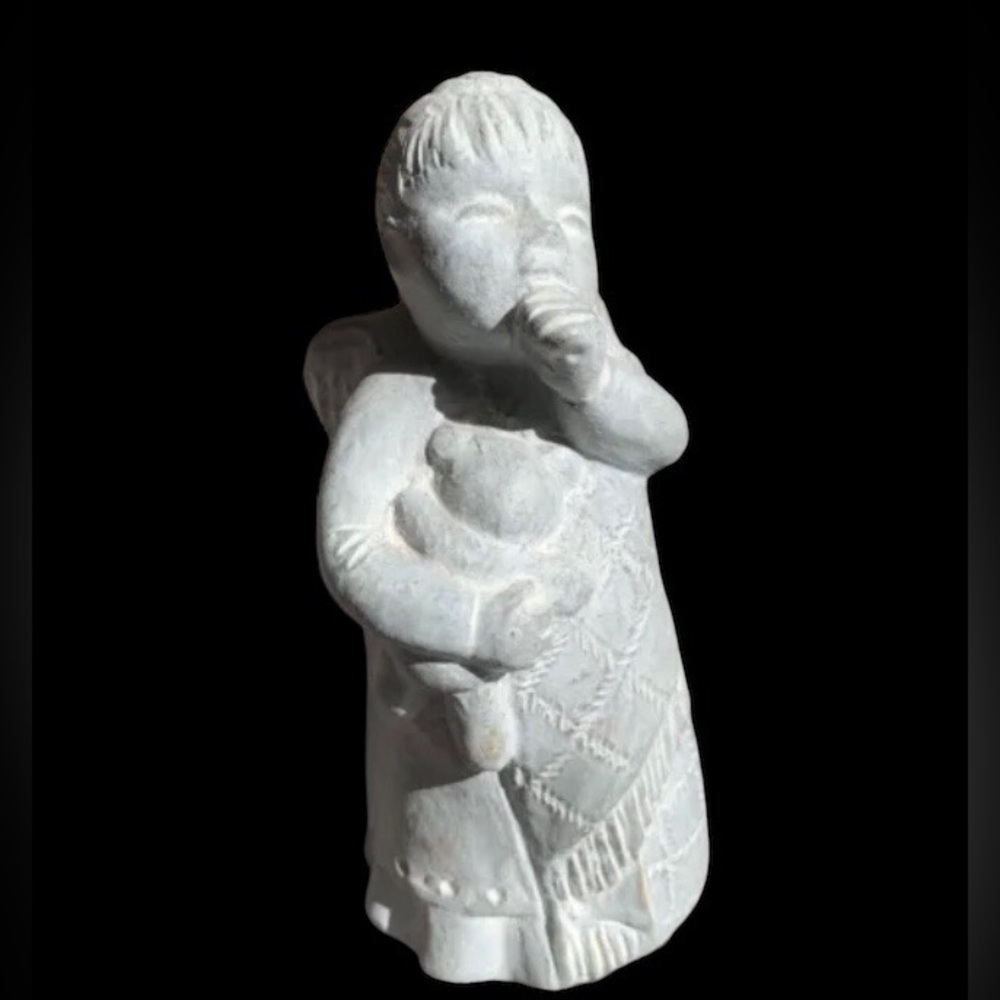 Isabel Bloom 1998 Angel Sculpture - Girl With Teddy Bear And Blanket - Vintage